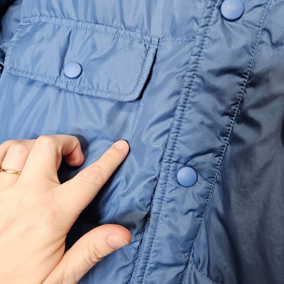 Lands End Mens Blue Puffer Jacket M Goosedown Insulation Button Closure Down - Picture 5 of 9
